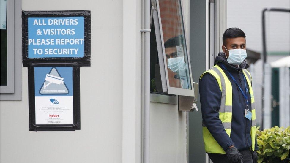 A security guard at Kober meat processing plant in Cleckheaton