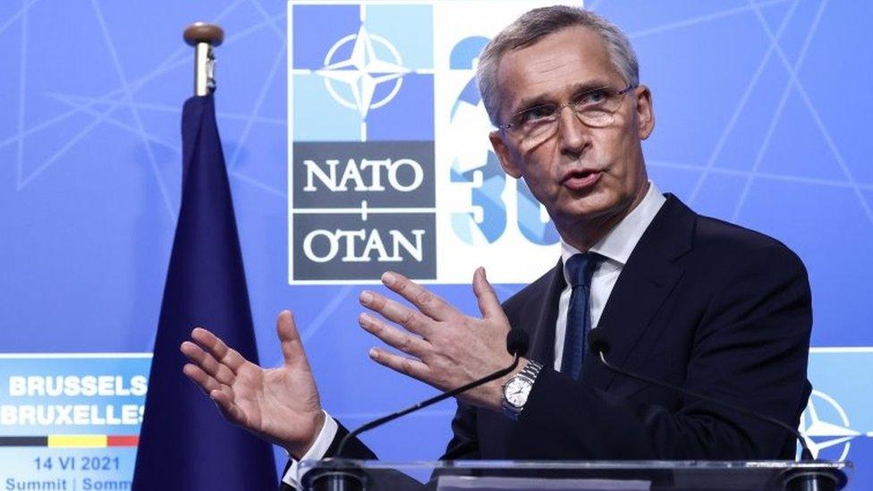 Nato Secretary General Jens Stoltenberg gives a press conference