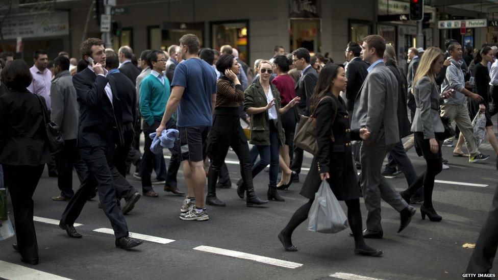 Pedestrians crossing the road in Australia