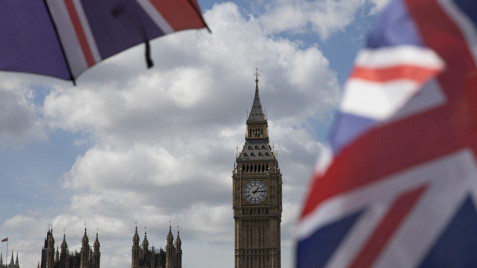 Big Ben and Union Jack flags