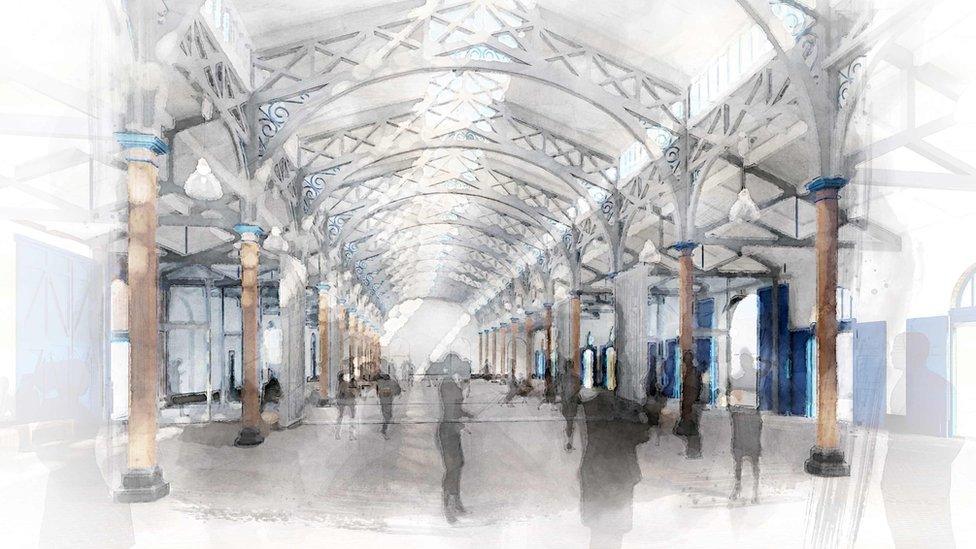 An artist's impression of the pannier market after improvement works