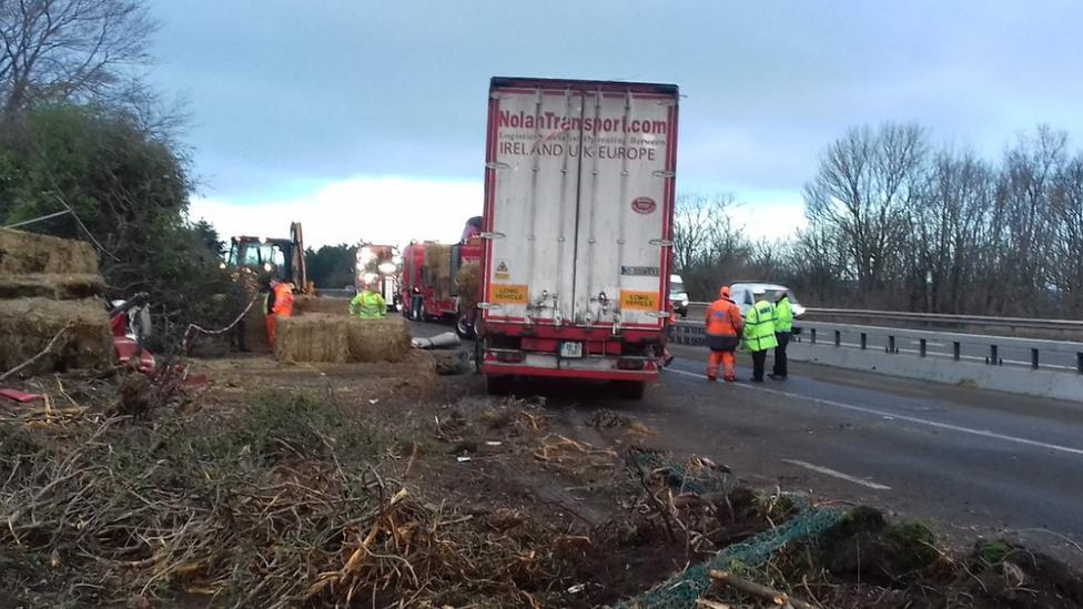 A lorry on the A55