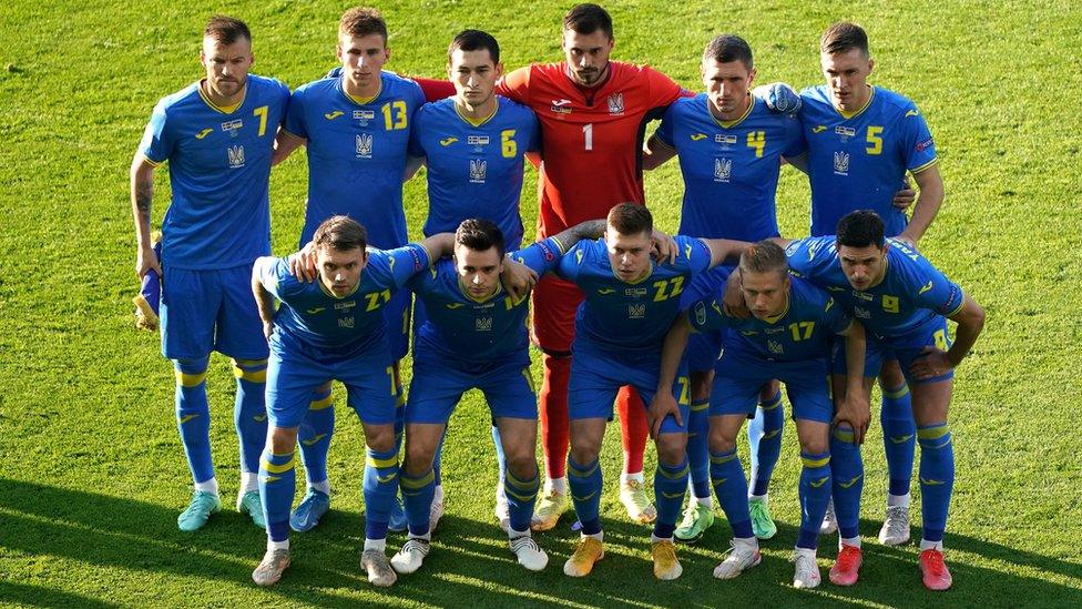 Ukraine team v Sweden on 29 June