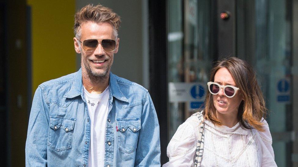 Richard Bacon leaving hospital wife his wife Rebecca