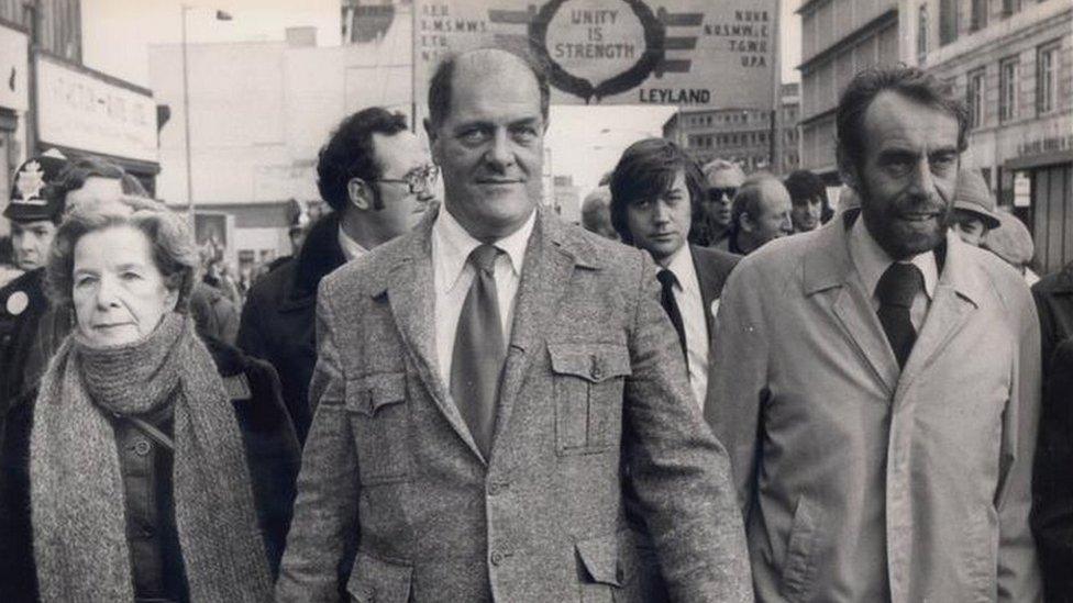 Derek Robinson with Phyllis Davis and Leslie Huckfield, the then Labour MP for Nuneaton in 1979