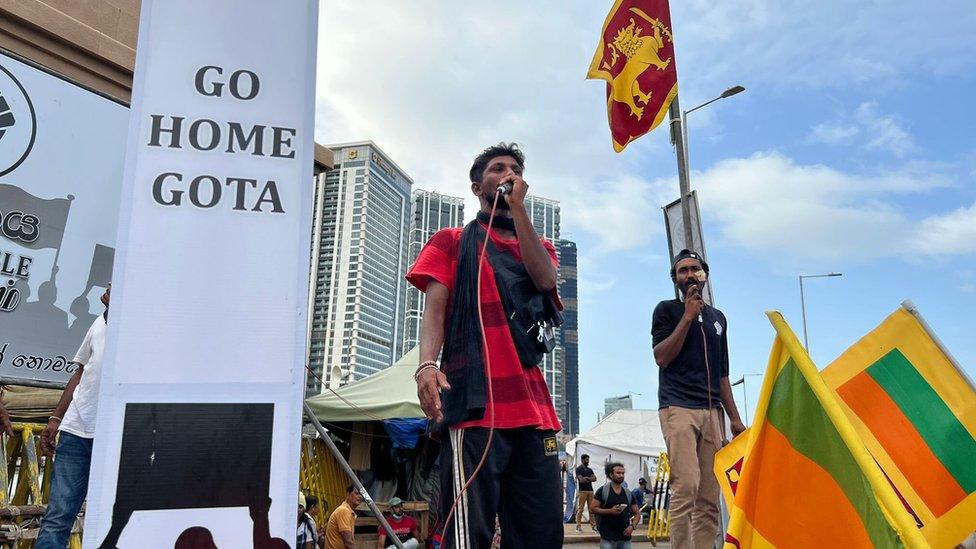 A demonstrator in Colombo