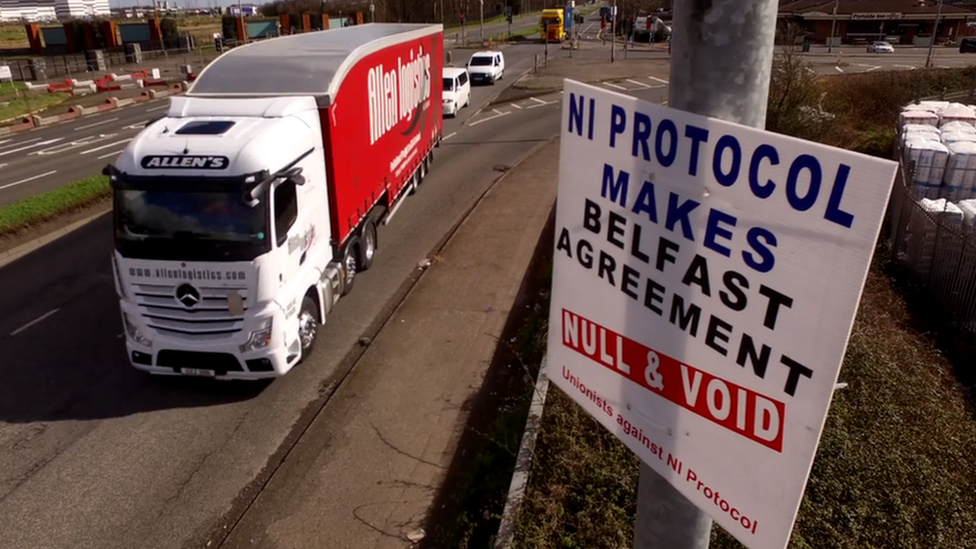 Sign saying Brexit makes Belfast Agreement null and void