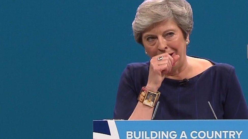 Theresa May coughing through her speech