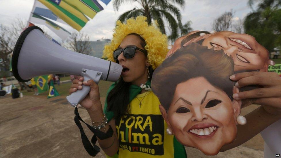 Protester outside the Federal Accounts Court in Brasilia