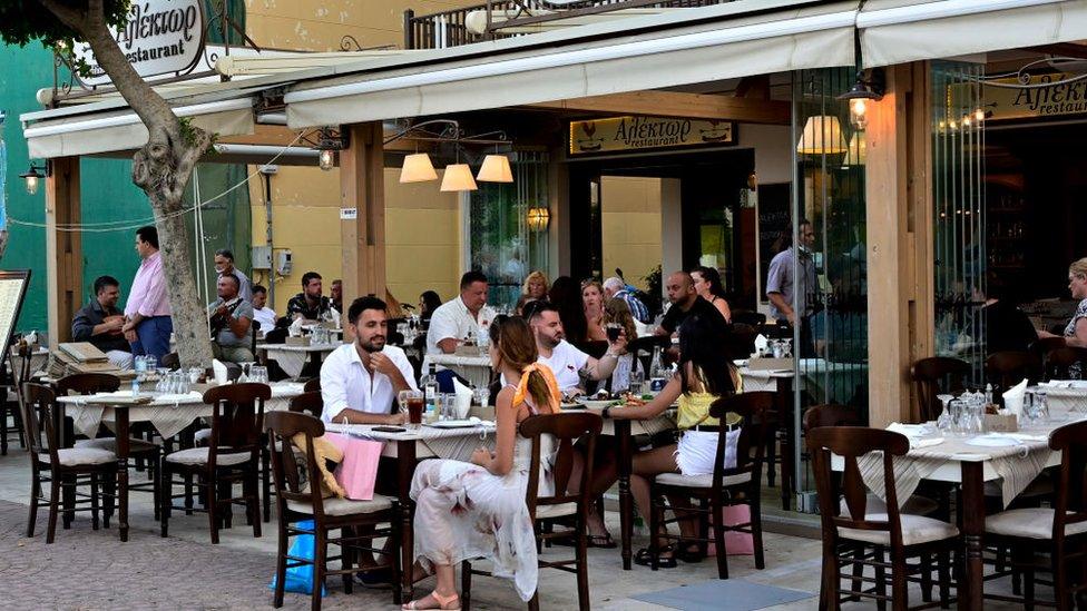 A restaurant on the Greek island of Zante