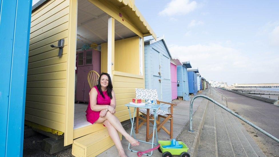 vicky at a hut