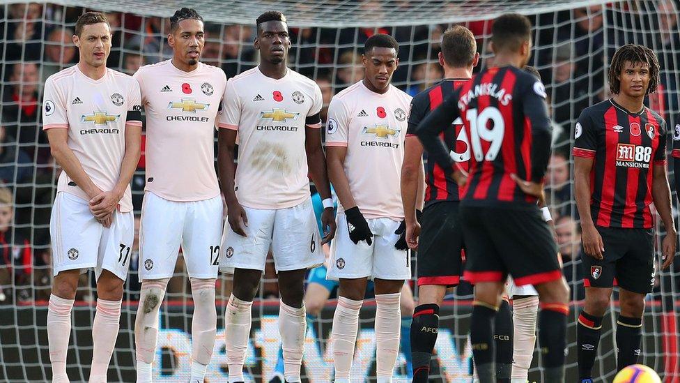 Picture showing Nemanja Matic lined up alongside teammates.