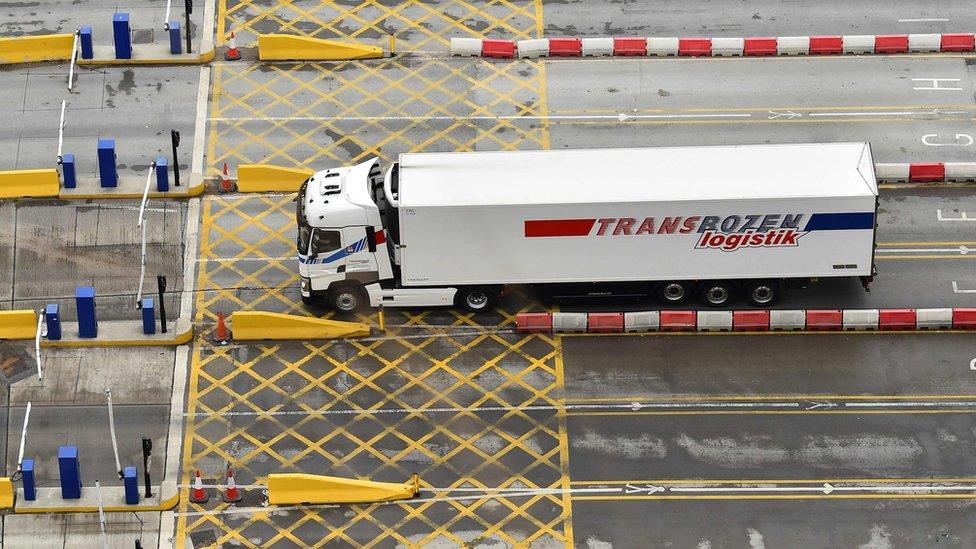 Lorry at the UK border.