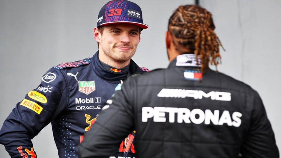 Max Verstappen and Lewis Hamilton