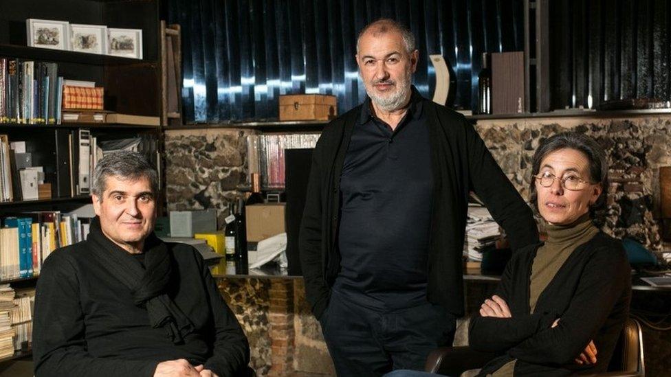 From left to right: Rafael Aranda, Ramon Vilalta and Carme Pigem in their office in Olot, Catalonia. Photo: 1 March 2017