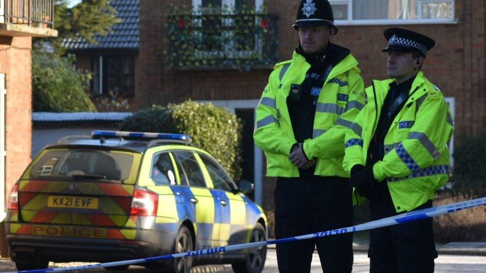 Police officers at Petherton Court in Kettering