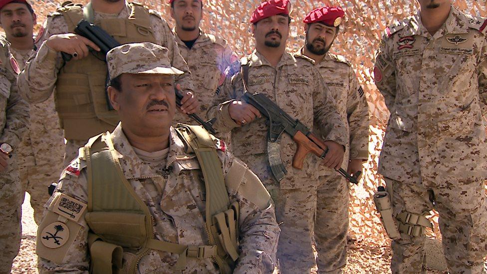 Saudi frontline troops on the Yemen border near Najran