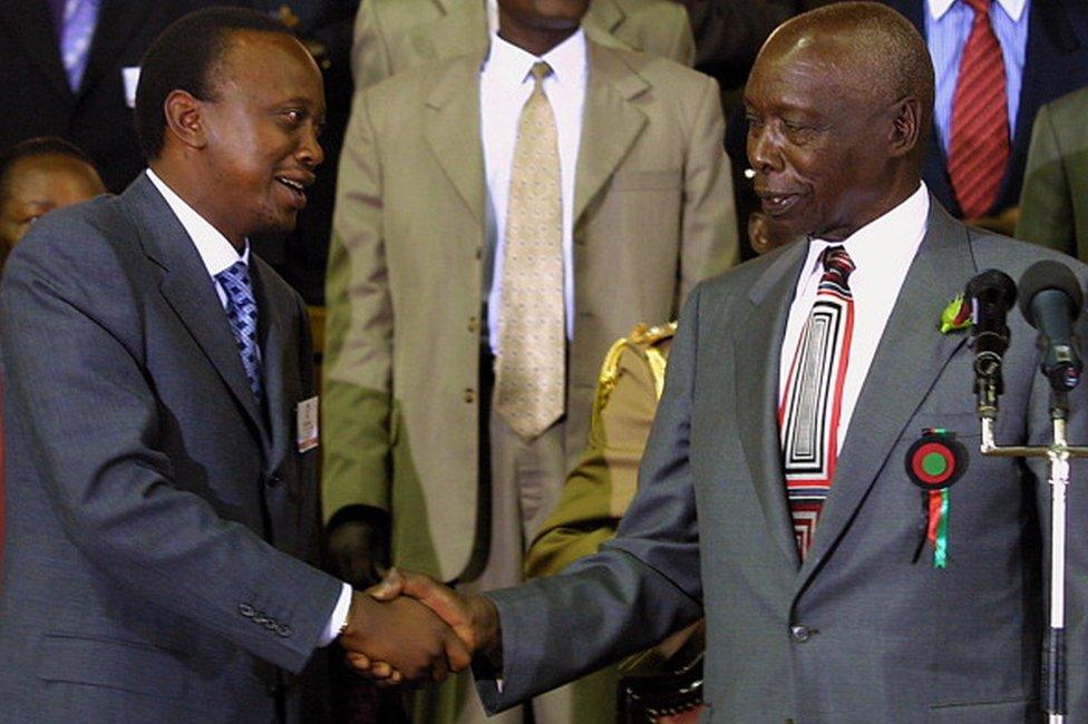 Uhuru Kenyatta and Daniel Moi