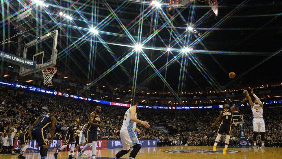 Indiana Pacers and Denver Nuggets at the O2 Arena in London on January 12, 2017.