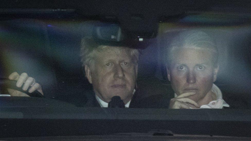 Prime Minister Boris Johnson leaves the Houses of Parliament after winning a vote of no confidence on Monday