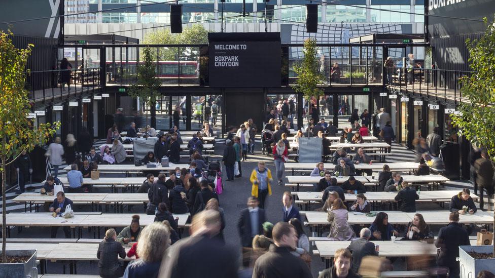 Boxpark Croydon's communal dining area