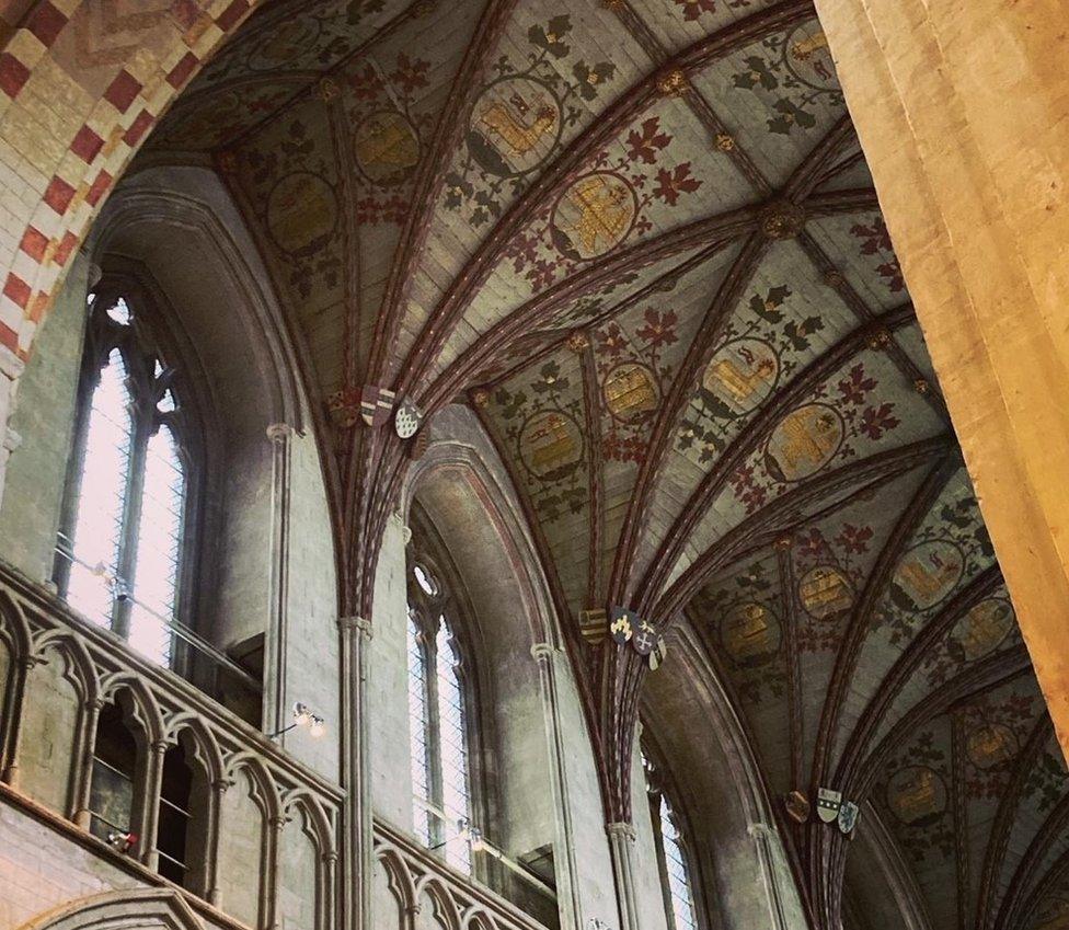 The painted ceiling in the presbytery