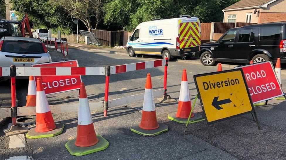 Scene of water main burst