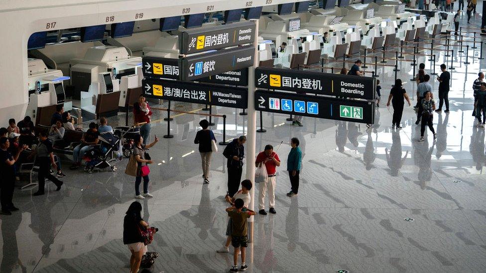 File picture of tourists at Beijing's Daxing International Airport