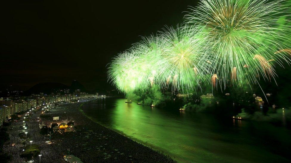 Fireworks at Copacabana beach