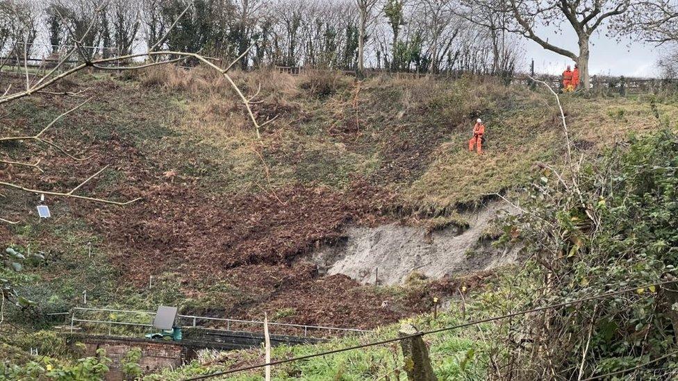 Landslip at Crewkerne tunnel