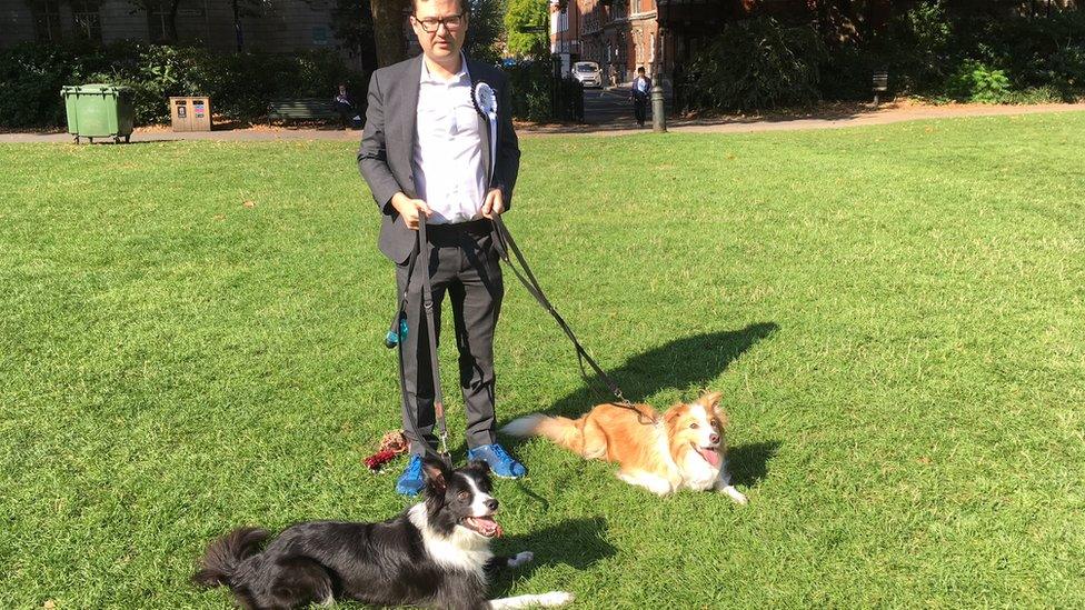 Labour MP Alex Norris, with Boomer and Corona