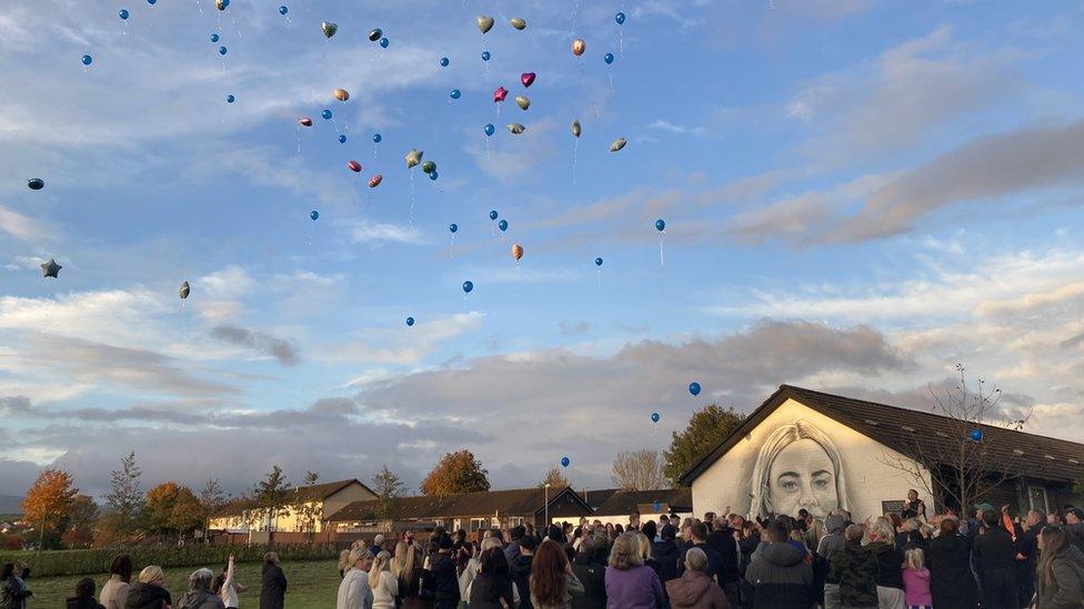 mural of Caitlin McLaughlin unveiled and balloon launch