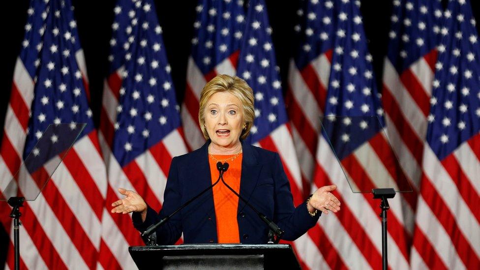 Hillary Clinton attacks Donald Trump in a speech in California