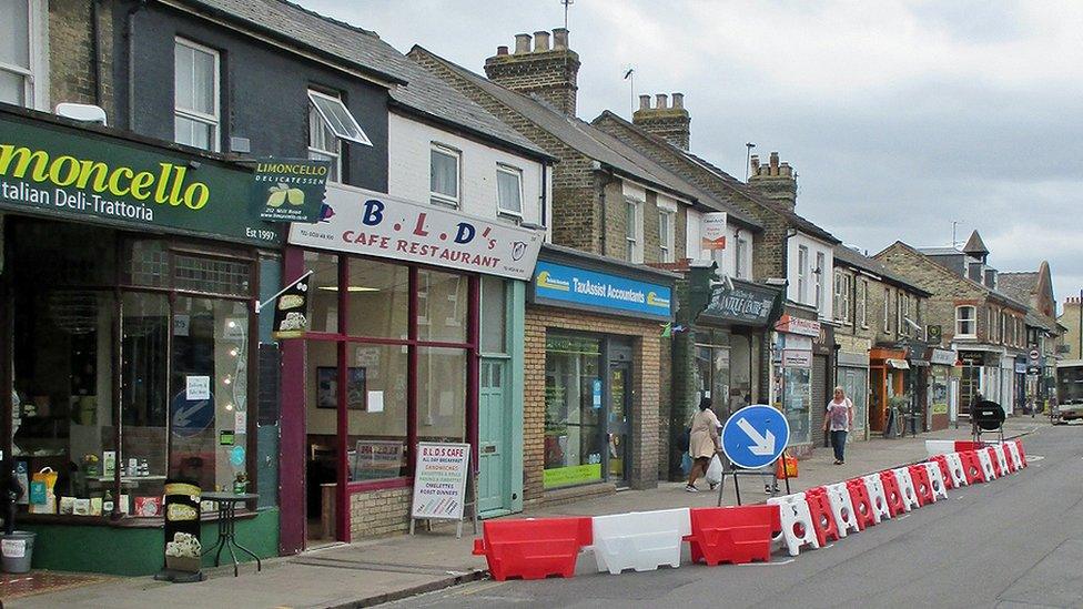 Mill Road narrowed road in 2020