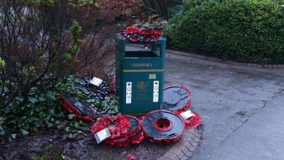 Wreaths on the bin