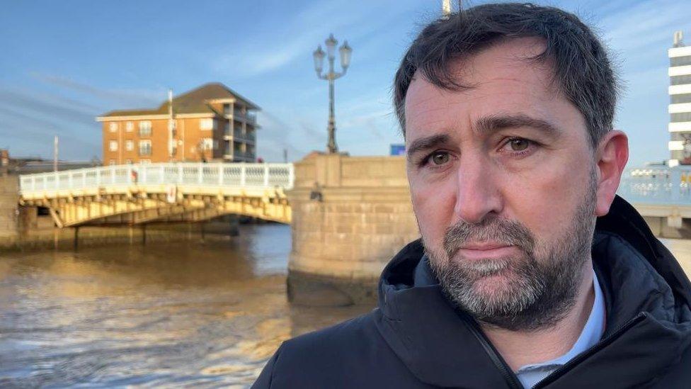 Richard Goffin from Peel Ports next to Haven Bridge