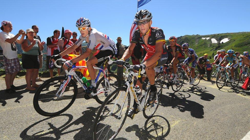 Geraint Thomas and Lance Armstrong