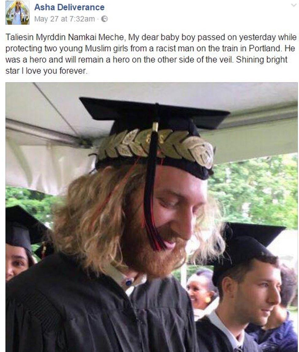 Meche's mother posted an online tribute with a photo from his graduation