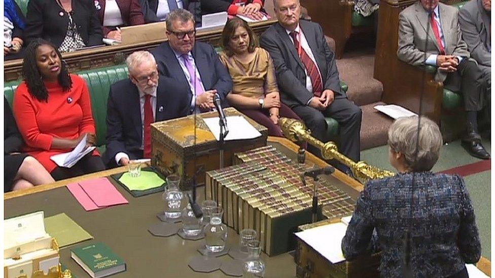 Jeremy Corbyn and Theresa May at PMQs