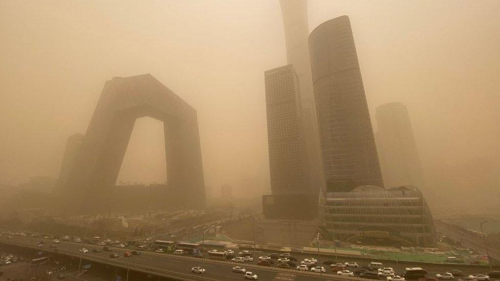 Buildings are seen in the central business district of Beijing