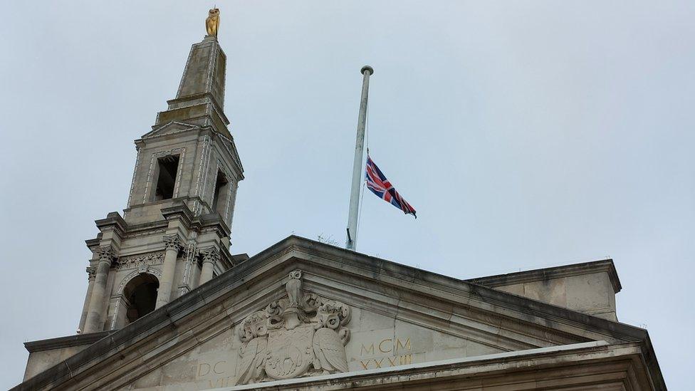 Civic Hall flag at half mast