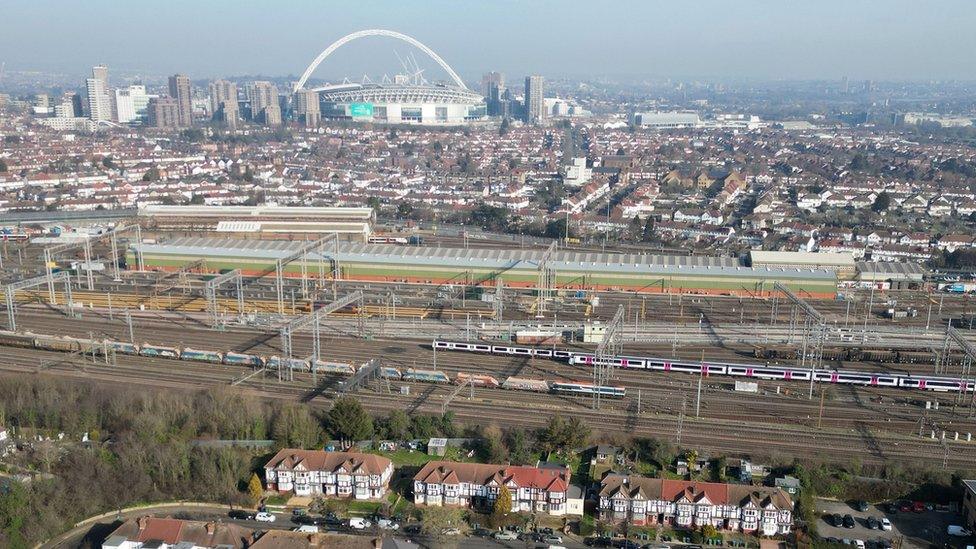 Wembley stadium and railway lines