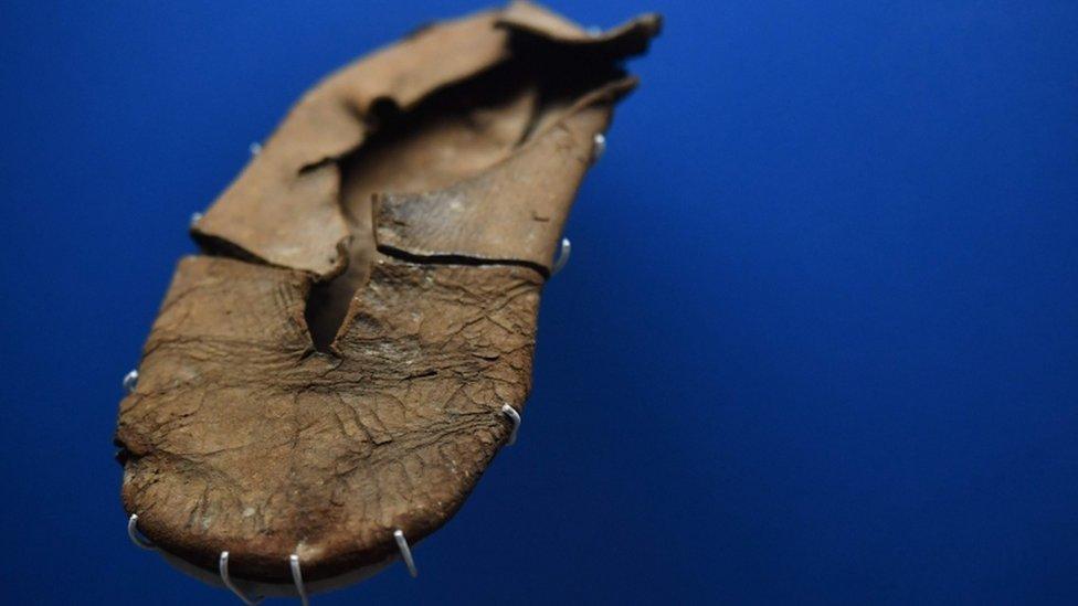 A leather shoe discovered during the Crossrail excavations