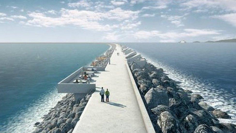 An artist's impression of how the lagoon in Swansea could look