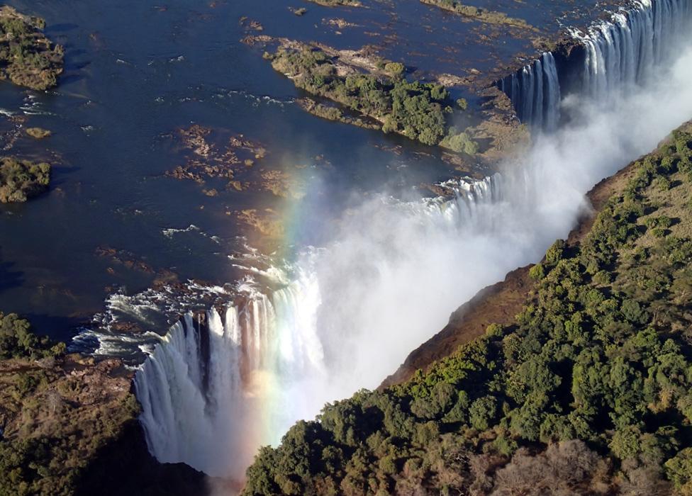 An aerial view of Victoria Falls