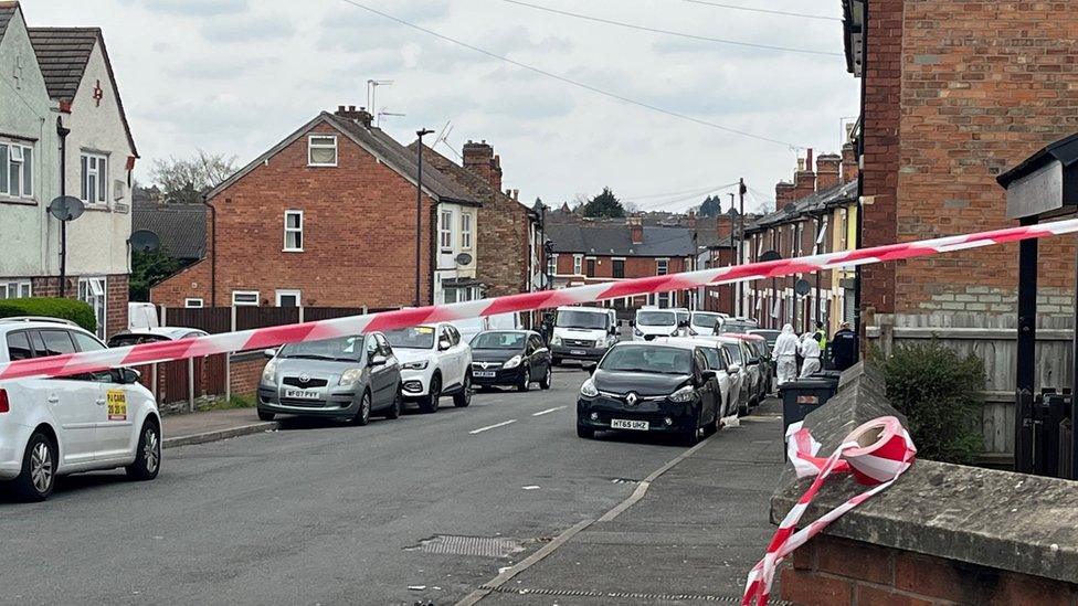 Police cordon on Cameron Road, Derby