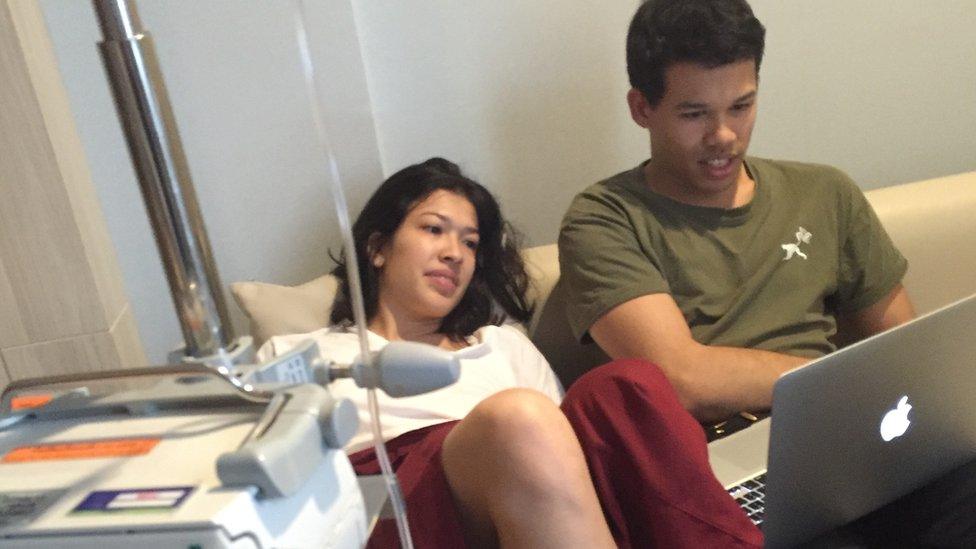 Lara and her brother in hospital