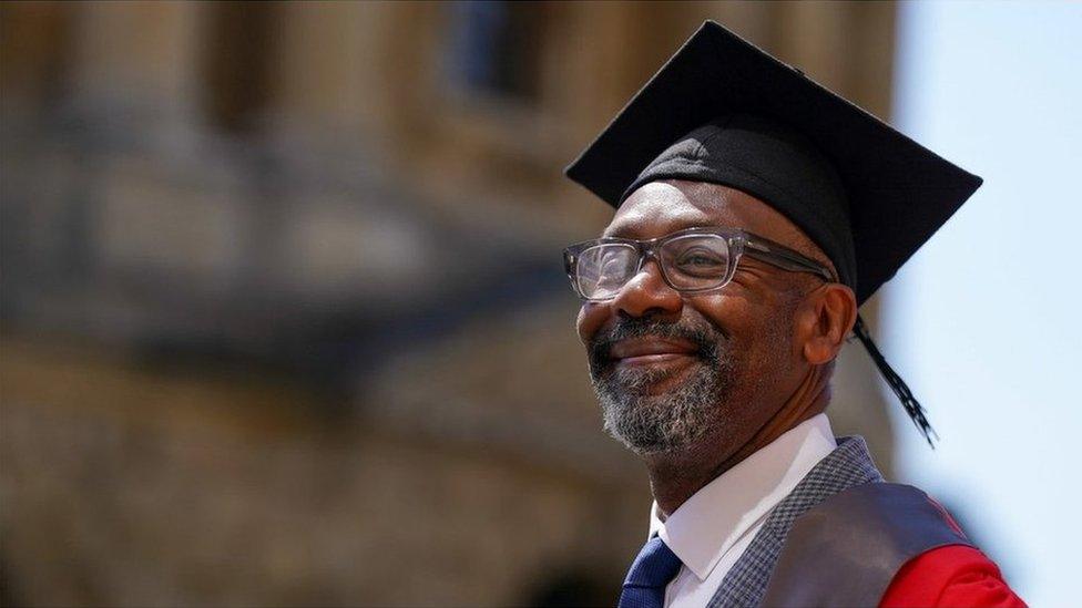 Lenny Henry outside Sheldonian Theatre