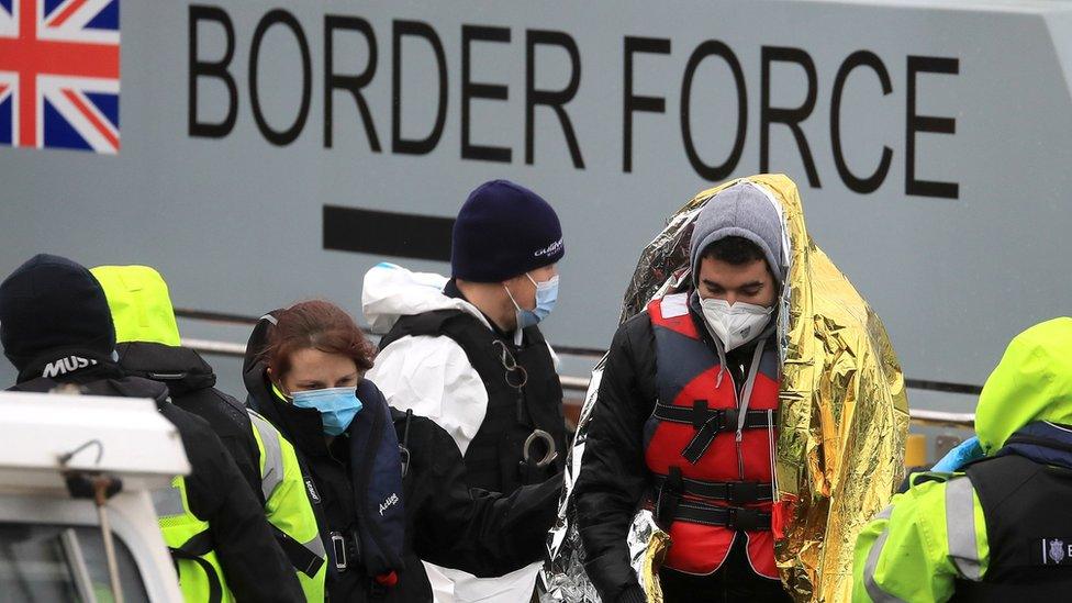 Migrants making the crossing on small boats on Friday