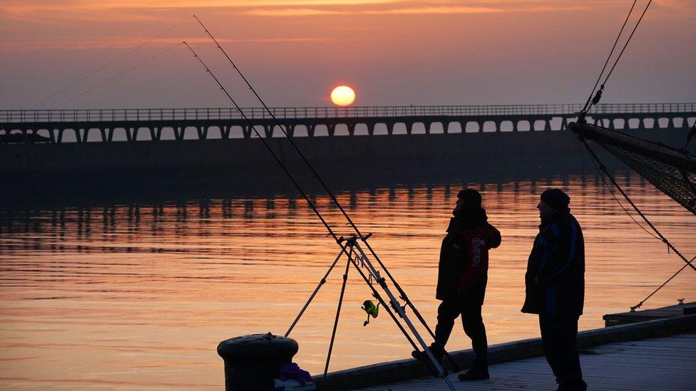 Early-morning anglers in Blyth